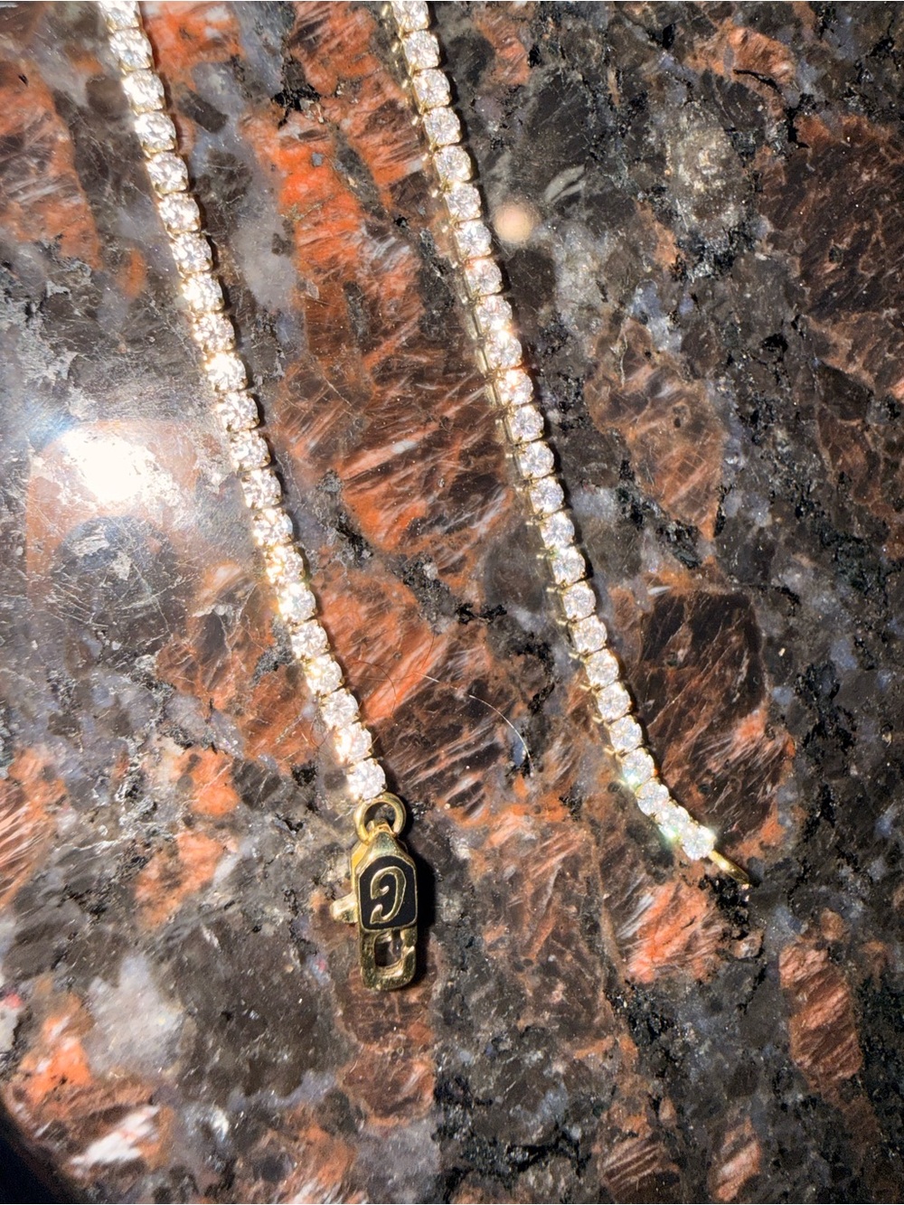 GLD Gold-Tone Rhinestone Tennis Necklace- White